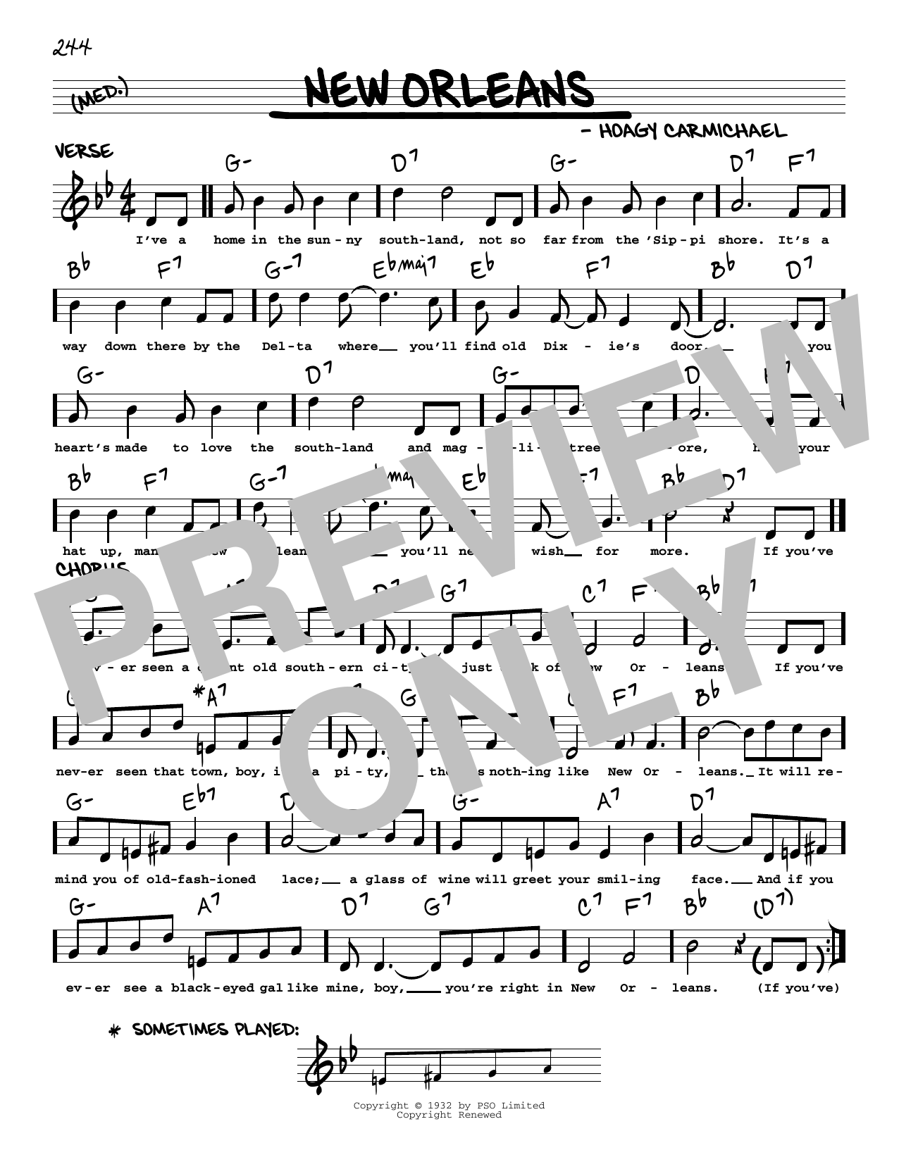 Hoagy Carmichael New Orleans (arr. Robert Rawlins) sheet music notes and chords arranged for Real Book – Melody, Lyrics & Chords