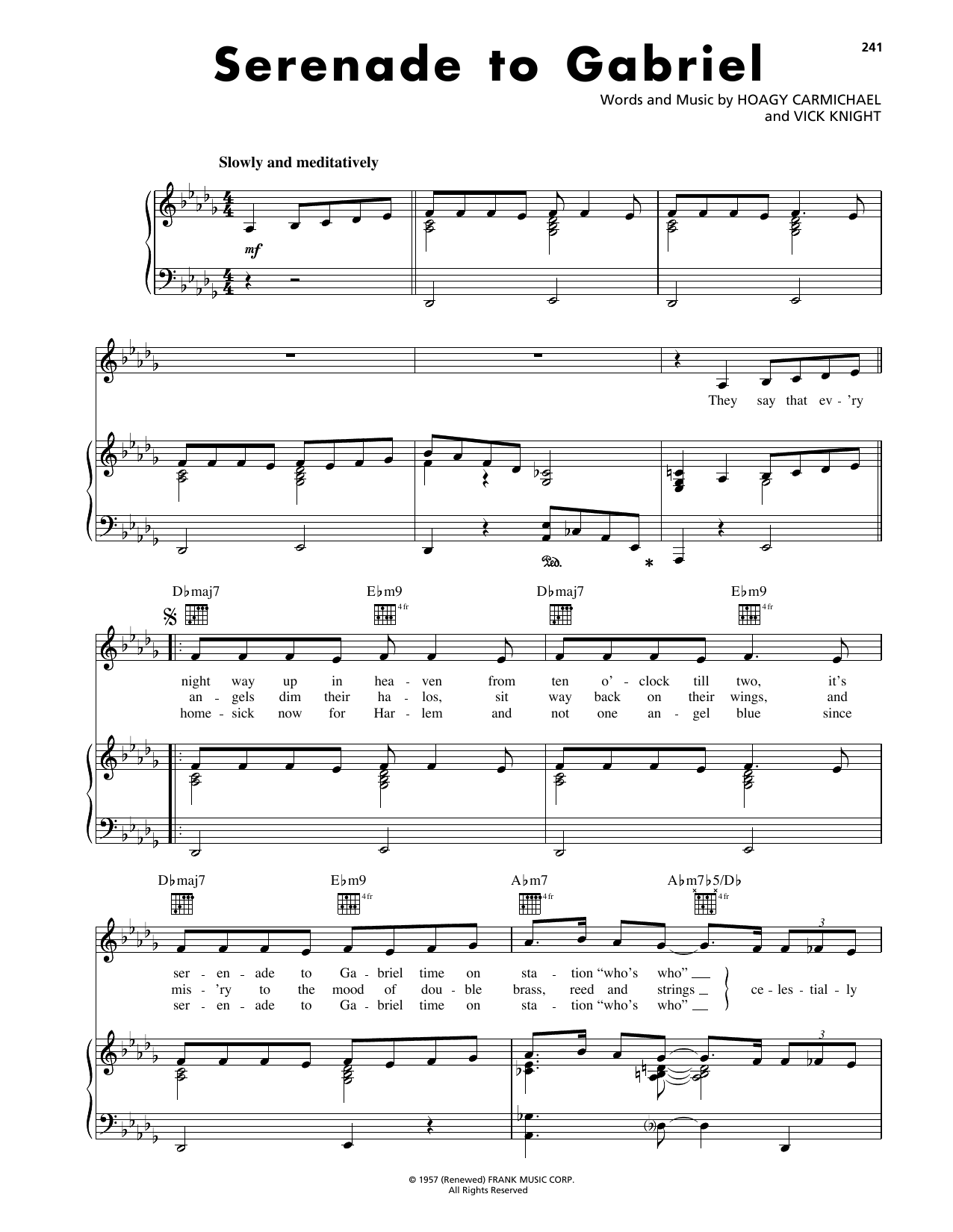 Hoagy Carmichael Serenade To Gabriel sheet music notes and chords arranged for Piano, Vocal & Guitar Chords (Right-Hand Melody)
