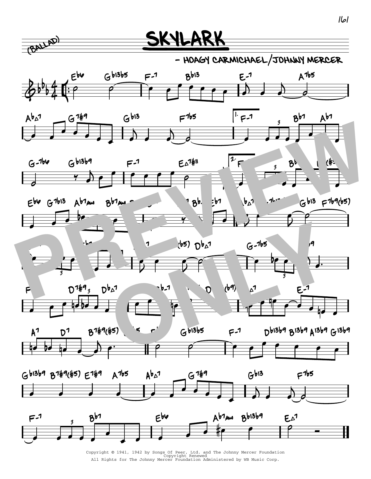 Hoagy Carmichael Skylark (arr. David Hazeltine) sheet music notes and chords arranged for Real Book – Enhanced Chords