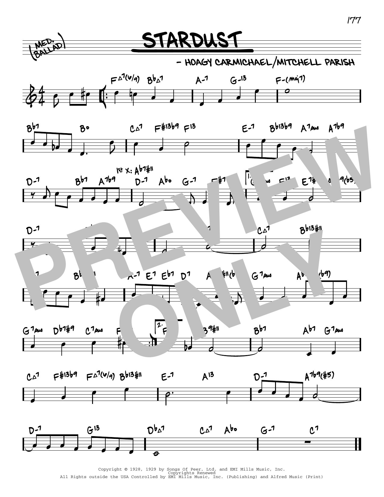 Hoagy Carmichael Stardust (arr. David Hazeltine) sheet music notes and chords arranged for Real Book – Enhanced Chords
