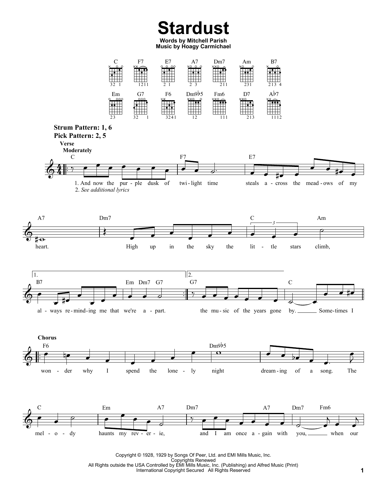 Hoagy Carmichael Stardust sheet music notes and chords arranged for Flute Solo