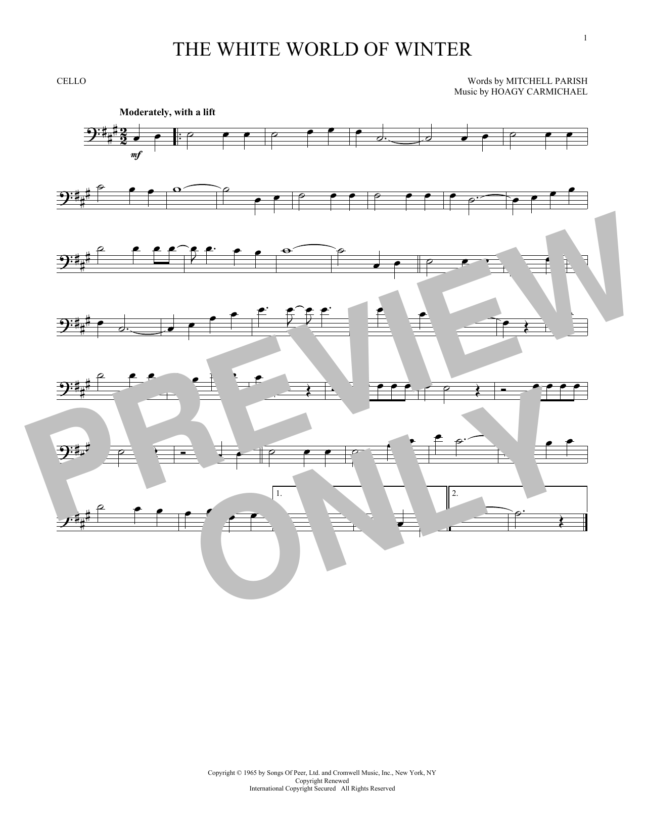 Hoagy Carmichael The White World Of Winter sheet music notes and chords arranged for Clarinet Solo