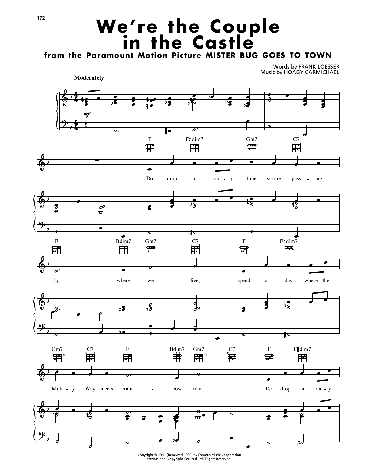 Hoagy Carmichael We're The Couple In The Castle sheet music notes and chords arranged for Piano, Vocal & Guitar Chords (Right-Hand Melody)