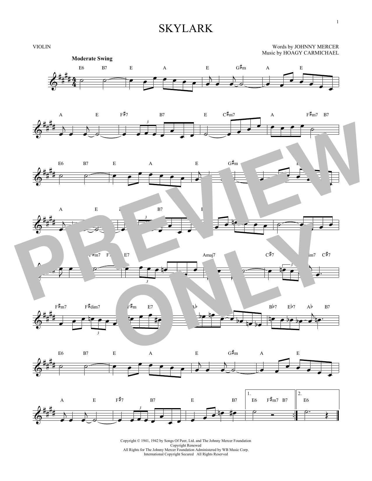 Hoagy Carmichael Skylark sheet music notes and chords. Download Printable PDF.