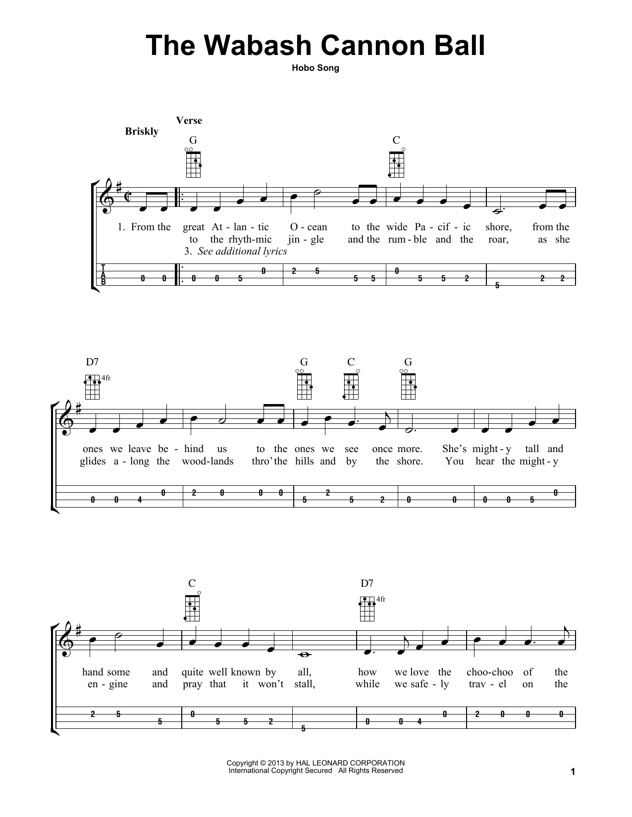 Hobo Song The Wabash Cannon Ball (arr. Bobby Westfall) sheet music notes and chords arranged for Mandolin
