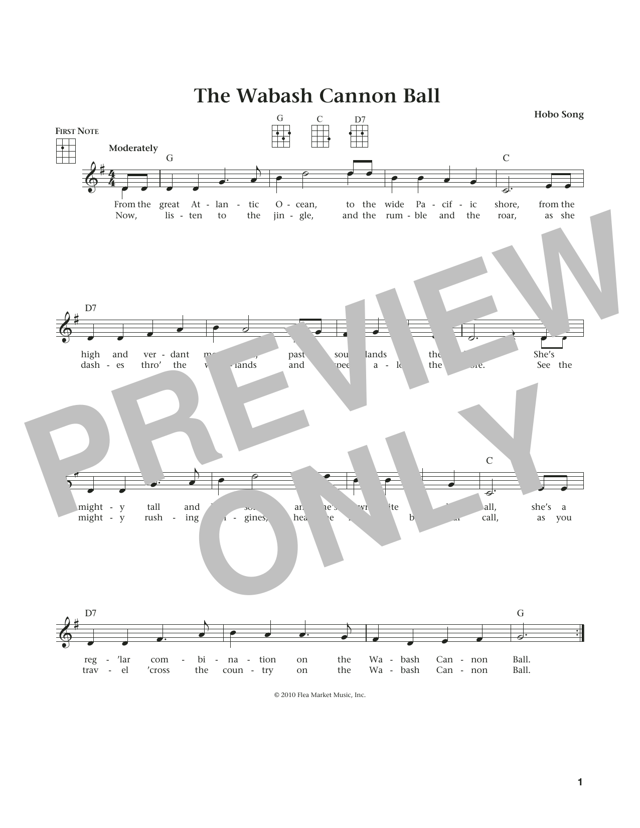 Hobo Song The Wabash Cannon Ball (from The Daily Ukulele) (arr. Liz and Jim Beloff) sheet music notes and chords arranged for Ukulele