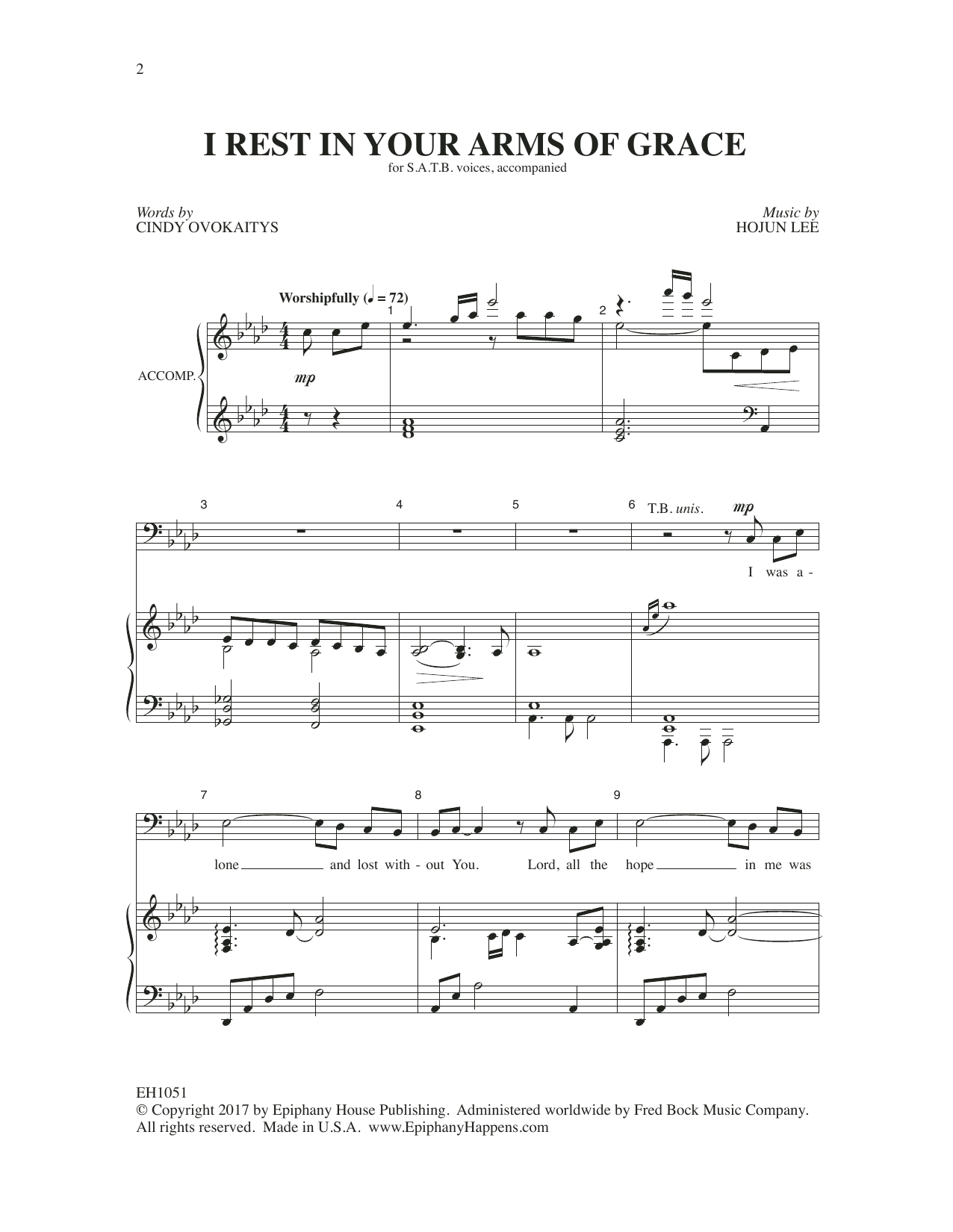 Hojun Lee I Rest in Your Arms of Grace sheet music notes and chords arranged for SATB Choir