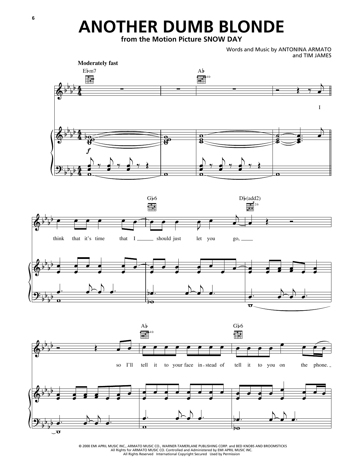 Hoku Another Dumb Blonde sheet music notes and chords arranged for Piano, Vocal & Guitar Chords (Right-Hand Melody)