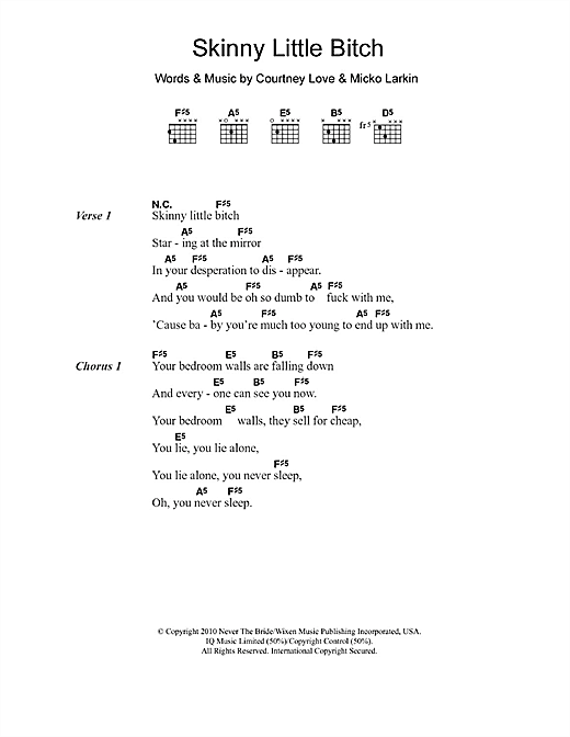 Hole Skinny Little Bitch sheet music notes and chords arranged for Guitar Chords/Lyrics