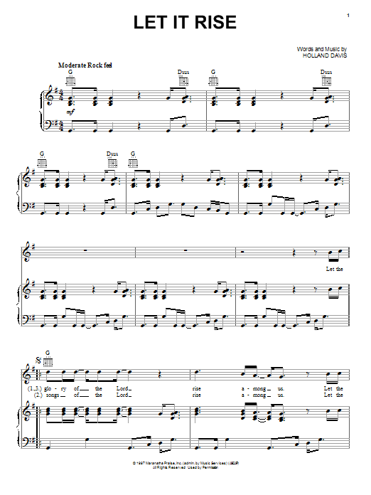 Holland Davis Let It Rise sheet music notes and chords arranged for Easy Piano
