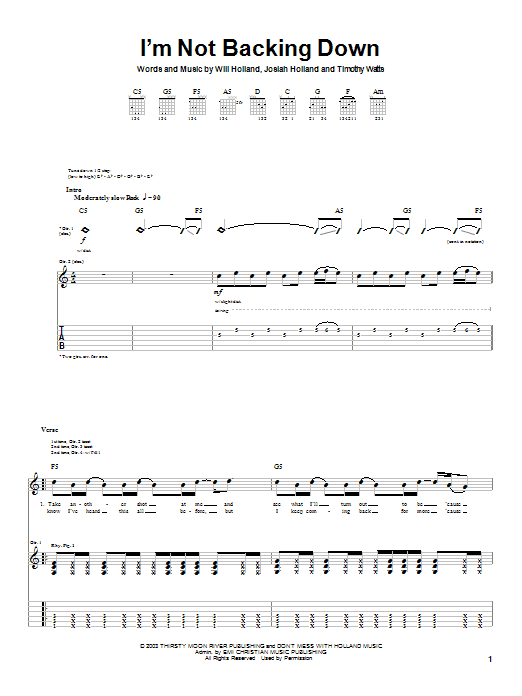 Holland I'm Not Backing Down sheet music notes and chords arranged for Guitar Tab