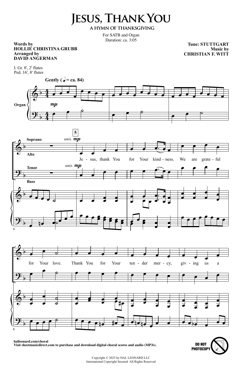 Hollie Christina Grubb Jesus, Thank You (A Hymn Of Thanksgiving) (arr. David Angerman) sheet music notes and chords arranged for SATB Choir