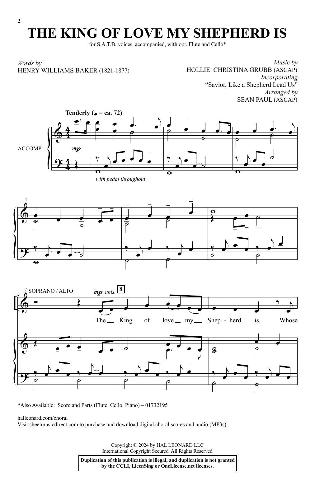 Hollie Christina Grubb The King of Love My Shepherd Is (arr. Sean Paul) sheet music notes and chords arranged for SATB Choir