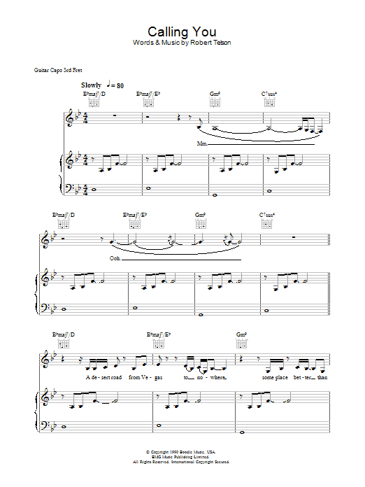 Holly Cole Calling You sheet music notes and chords arranged for Piano, Vocal & Guitar Chords