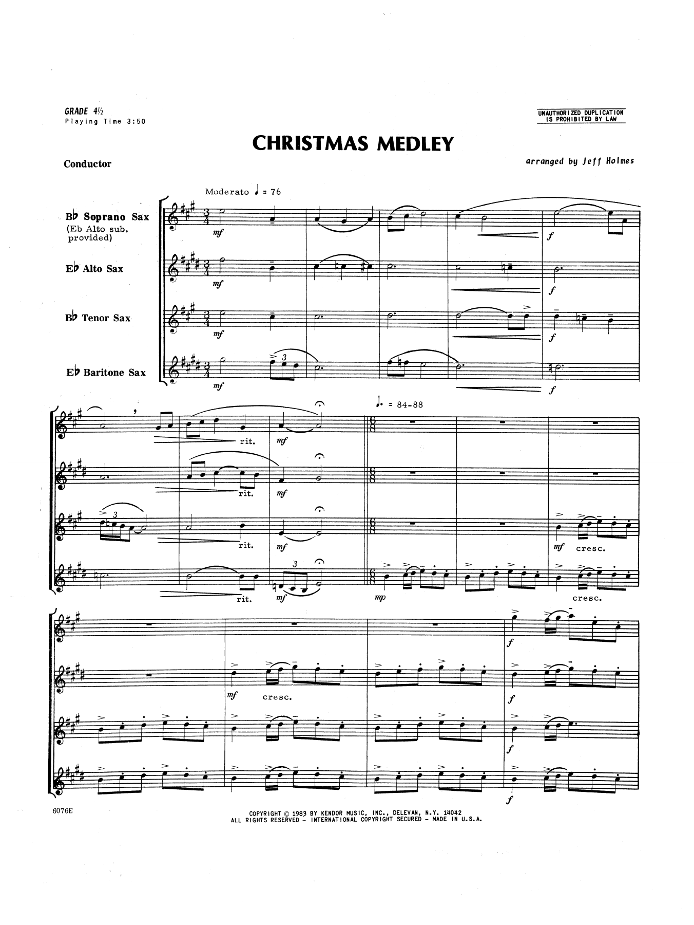 Holmes Christmas Medley - Full Score sheet music notes and chords. Download Printable PDF.