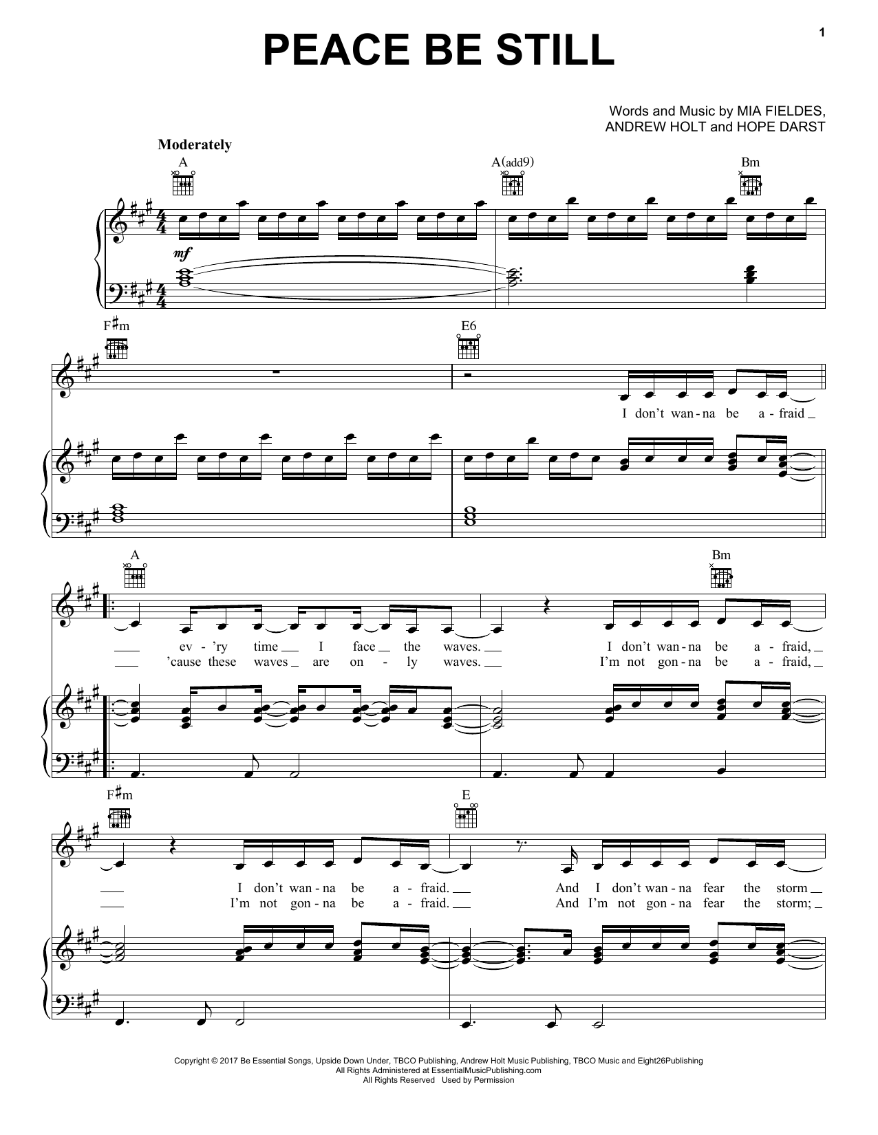 Hope Darst Peace Be Still sheet music notes and chords arranged for Piano, Vocal & Guitar Chords (Right-Hand Melody)