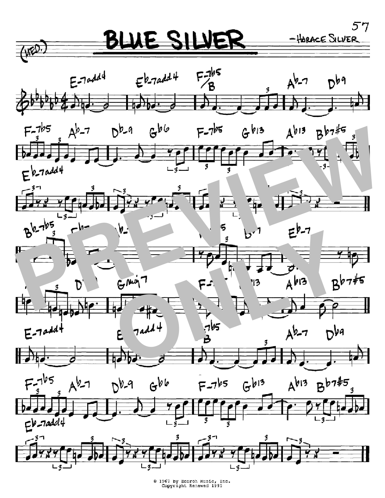 Horace Silver Blue Silver sheet music notes and chords arranged for Real Book – Melody & Chords – C Instruments