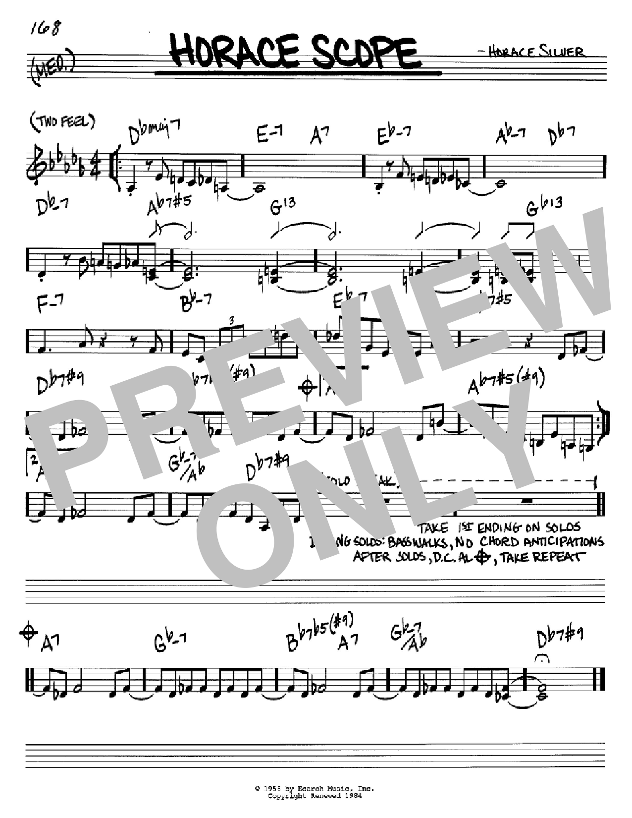 Horace Silver Horace Scope sheet music notes and chords arranged for Real Book – Melody & Chords – C Instruments
