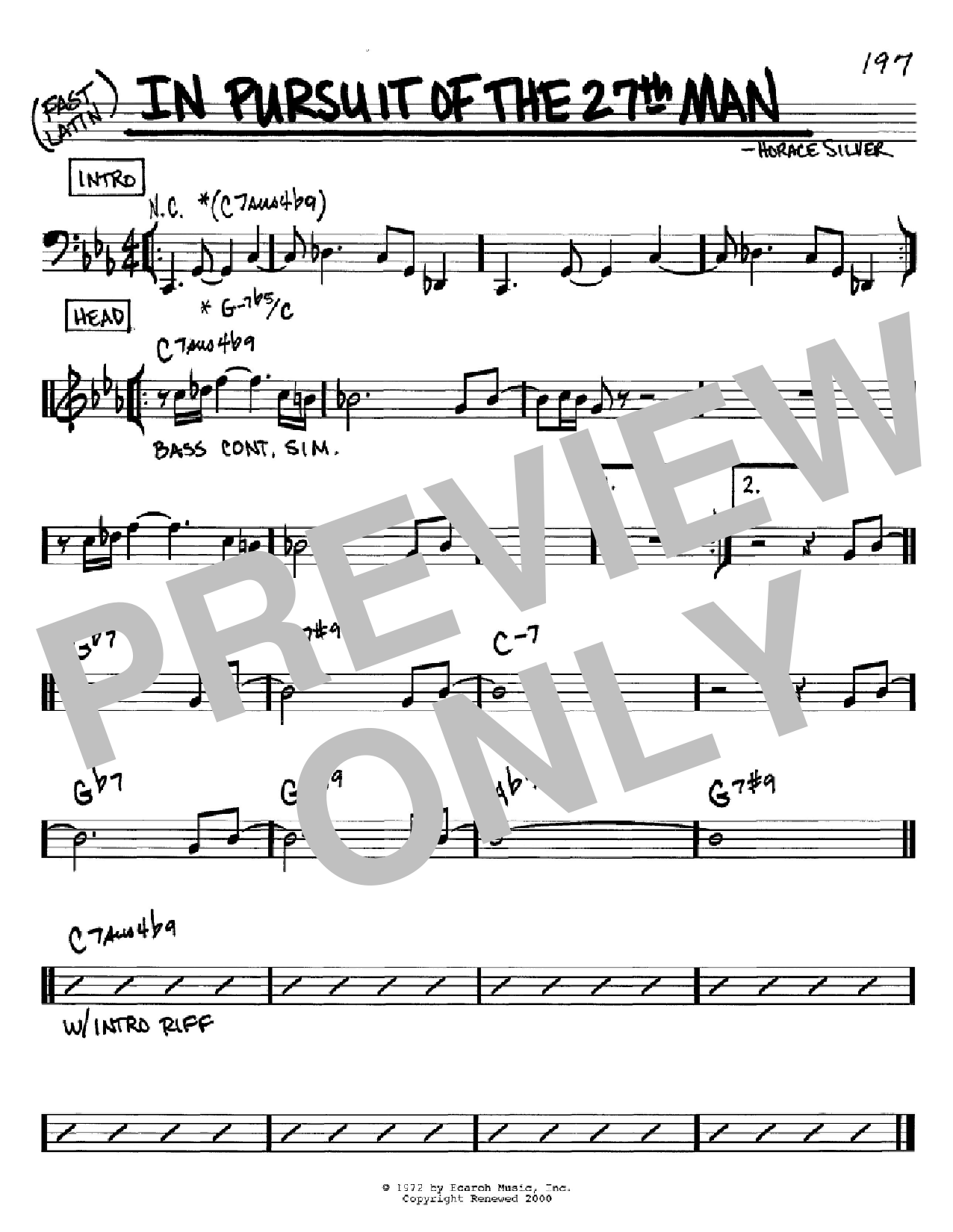 Horace Silver In Pursuit Of The 27th Man sheet music notes and chords arranged for Real Book – Melody & Chords – C Instruments