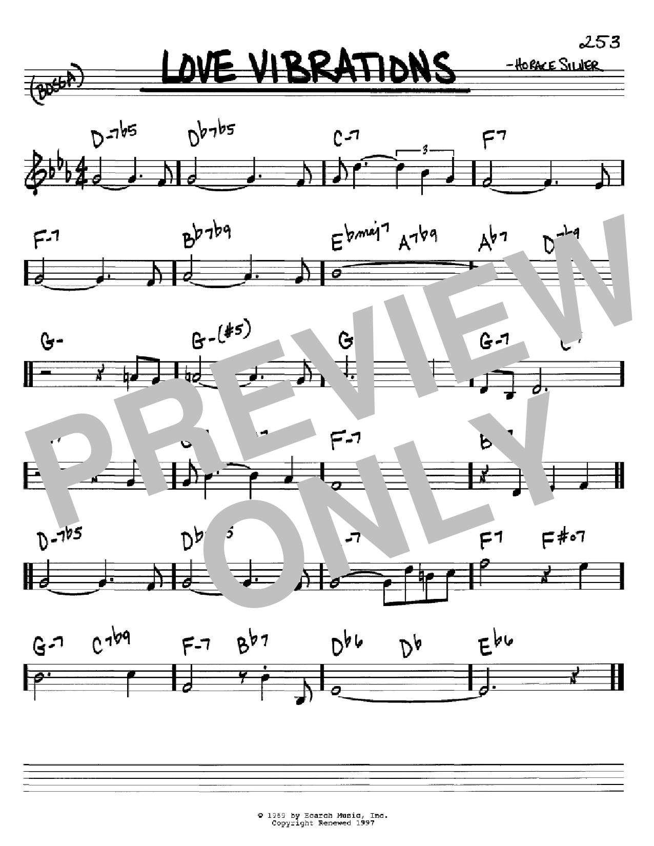 Horace Silver Love Vibrations sheet music notes and chords arranged for Real Book – Melody & Chords – C Instruments