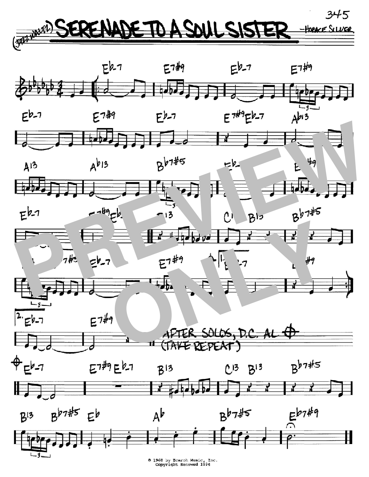 Horace Silver Serenade To A Soul Sister sheet music notes and chords arranged for Real Book – Melody & Chords – C Instruments