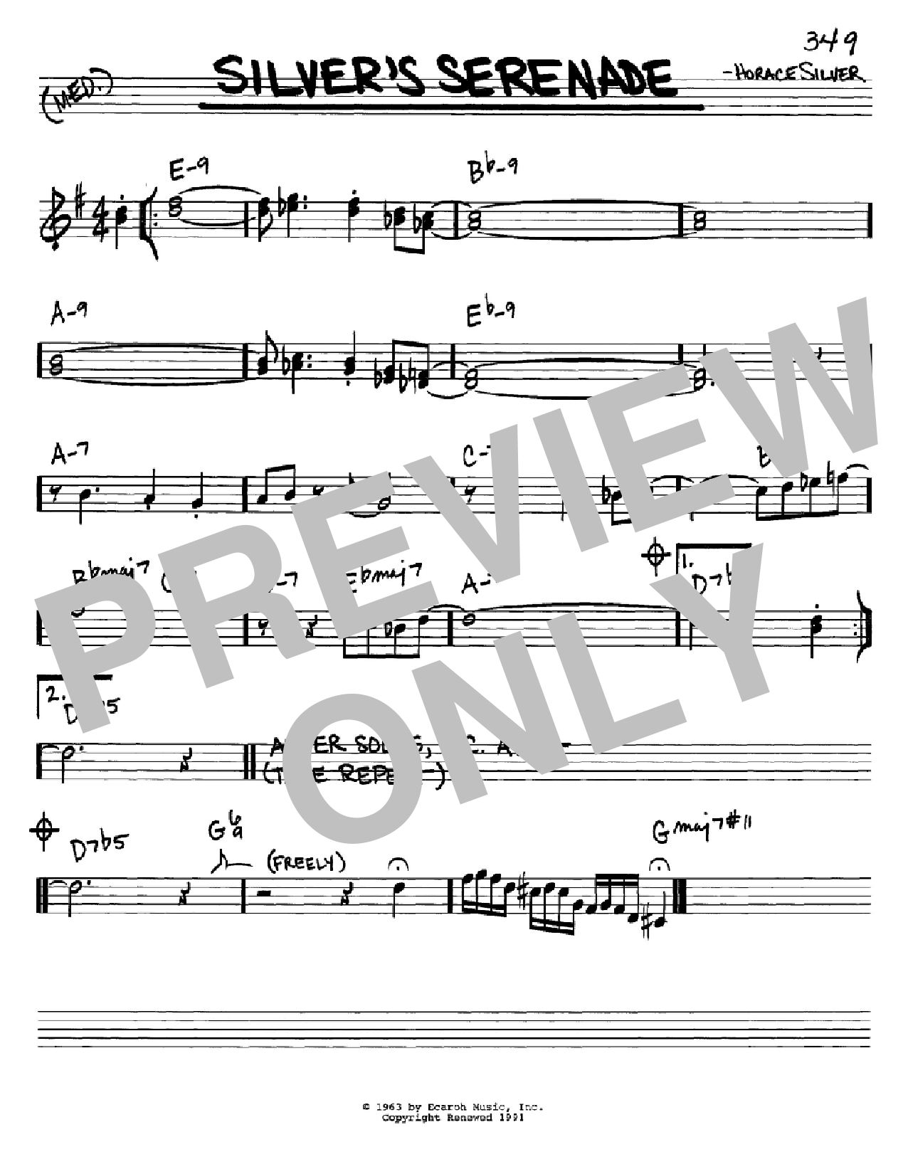Horace Silver Silver's Serenade sheet music notes and chords arranged for Real Book – Melody & Chords – C Instruments