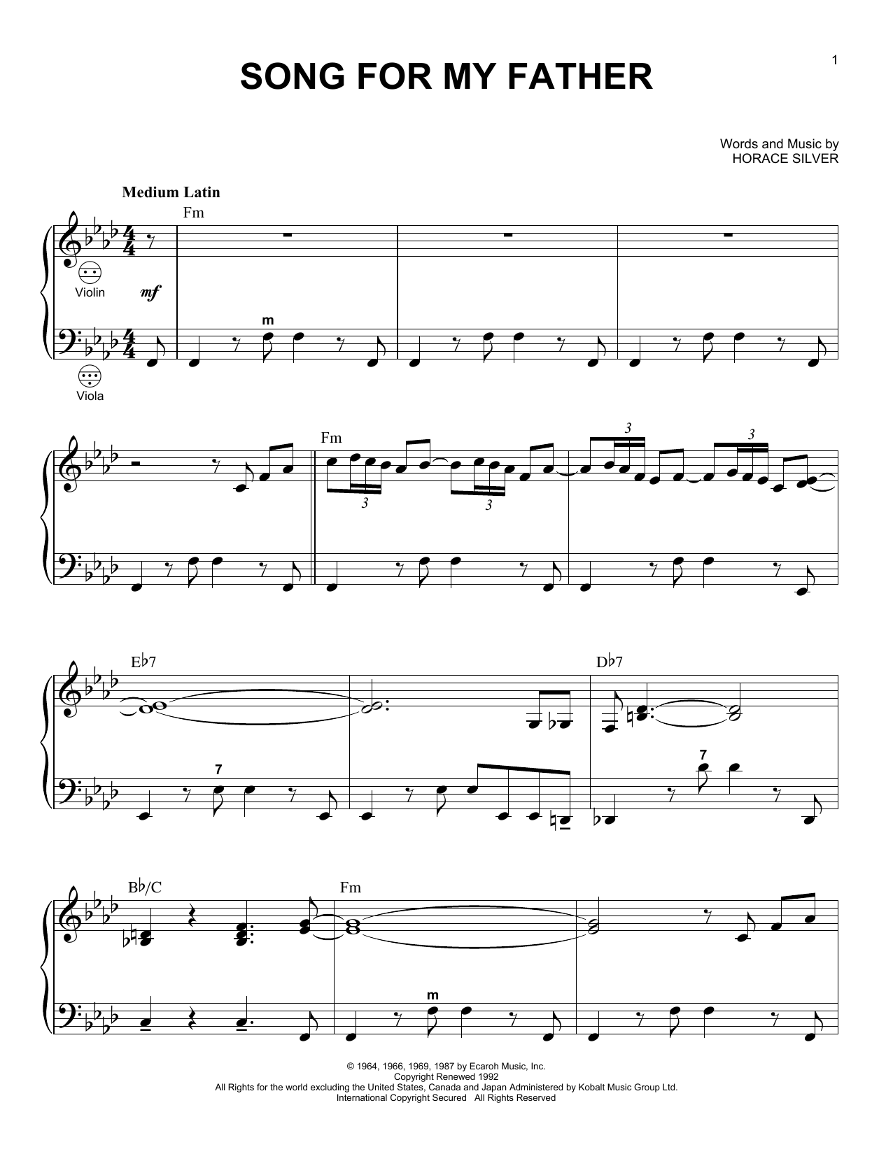 Horace Silver Song For My Father (arr. Gary Meisner) sheet music notes and chords arranged for Accordion