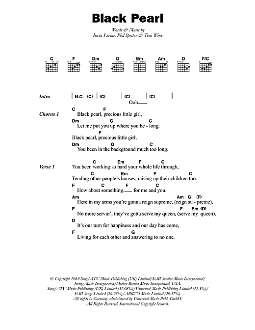 Horace Faith Black Pearl sheet music notes and chords arranged for Guitar Chords/Lyrics
