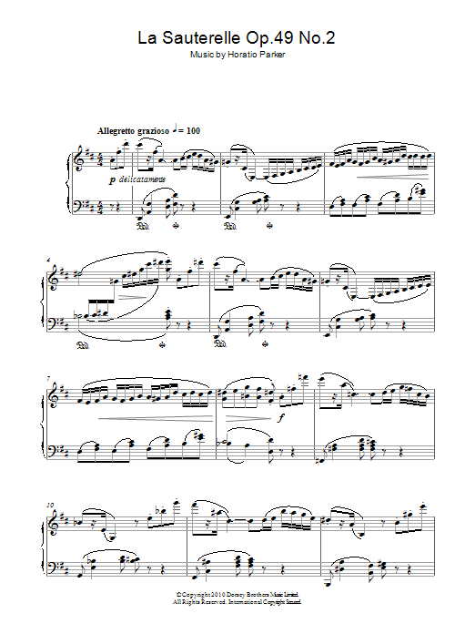 Horatio Parker La Sauterelle Op. 49 No. 2 sheet music notes and chords arranged for Piano Solo
