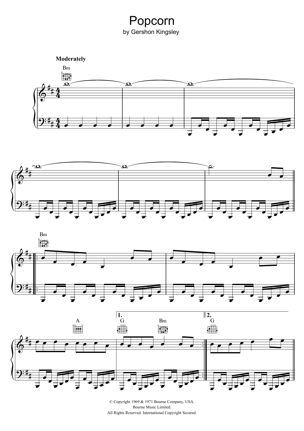 Hot Butter Popcorn sheet music notes and chords arranged for Piano Solo