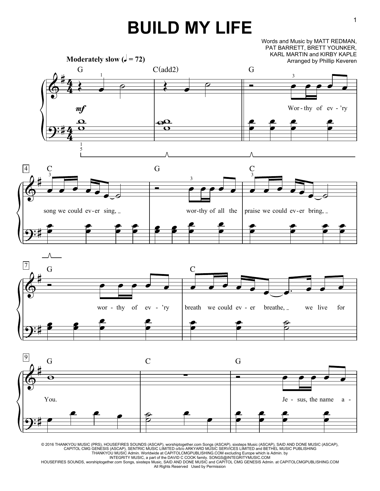 Housefires Build My Life (arr. Phillip Keveren) sheet music notes and chords arranged for Piano Solo