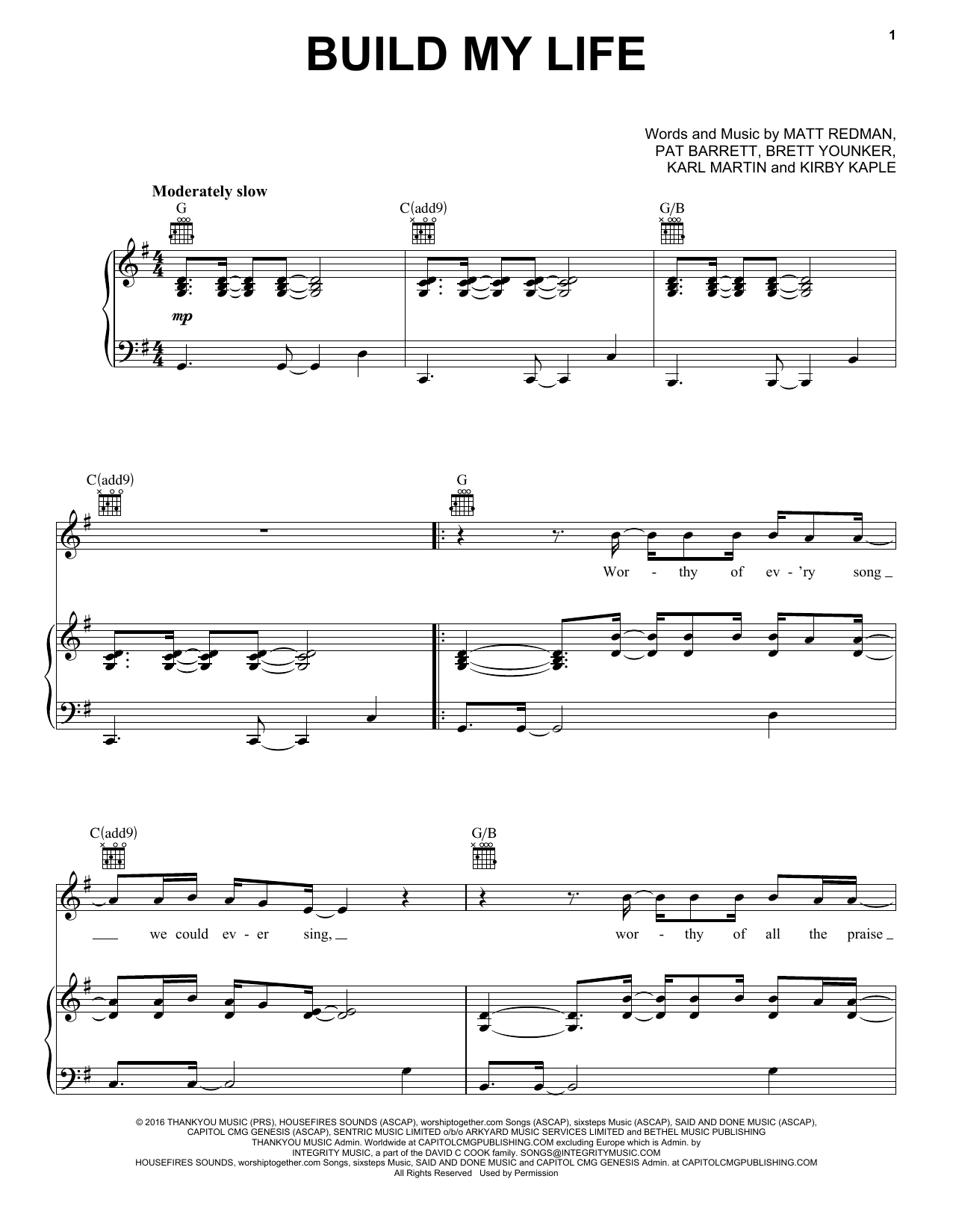 Housefires Build My Life sheet music notes and chords arranged for Easy Piano