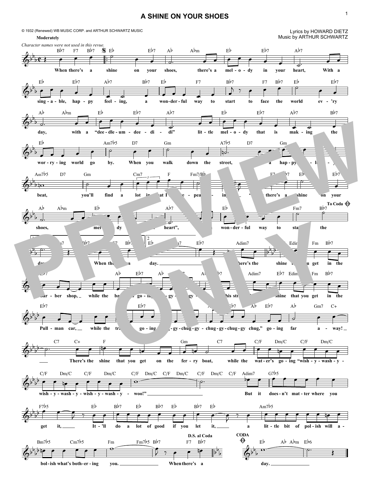 Howard Dietz A Shine On Your Shoes sheet music notes and chords arranged for Lead Sheet / Fake Book