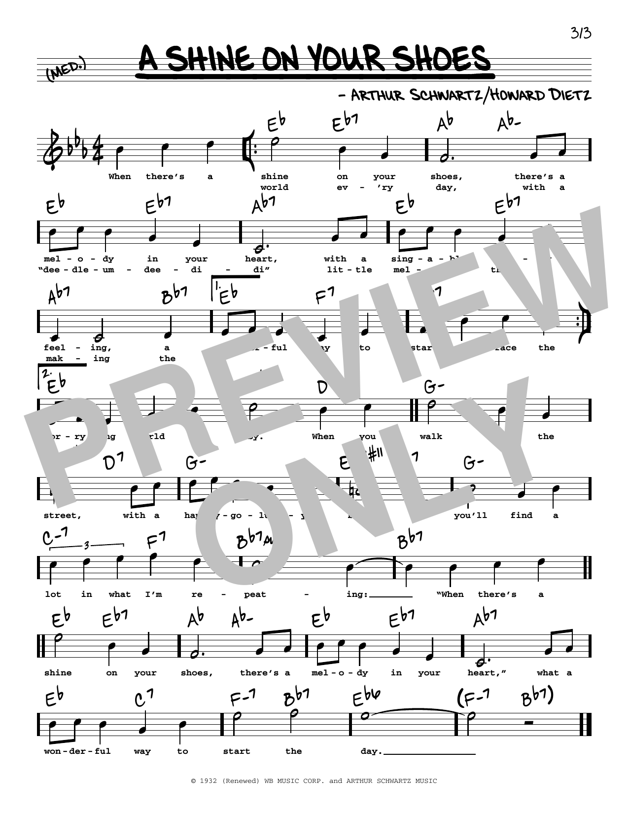 Howard Dietz and Arthur Schwartz A Shine On Your Shoes (High Voice) sheet music notes and chords arranged for Real Book – Melody, Lyrics & Chords