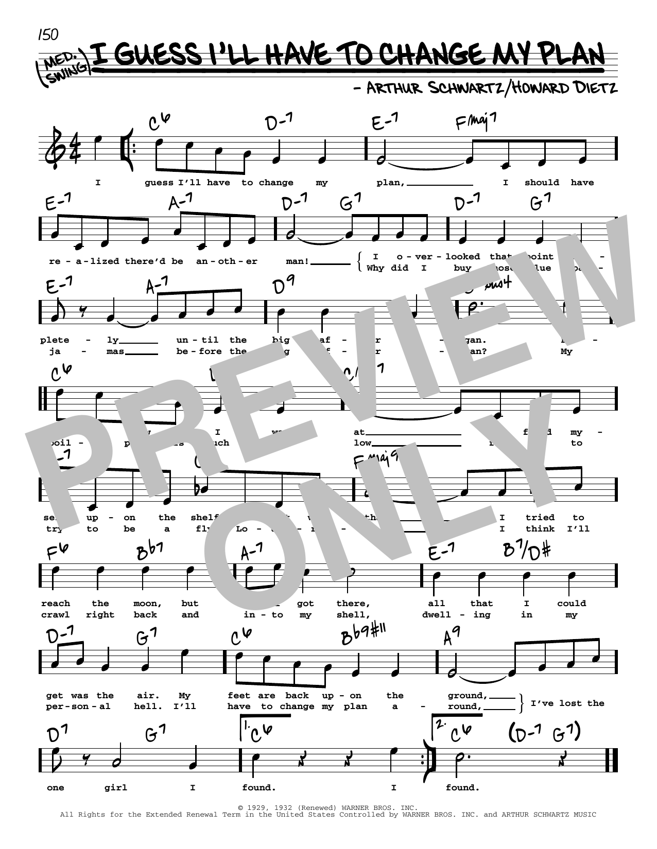 Howard Dietz and Arthur Schwartz I Guess I'll Have To Change My Plan (High Voice) sheet music notes and chords arranged for Real Book – Melody, Lyrics & Chords