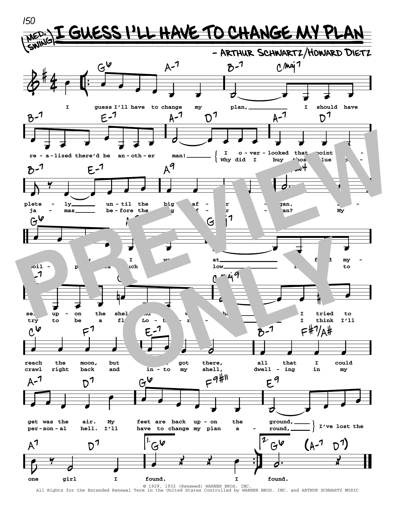 Howard Dietz I Guess I'll Have To Change My Plan (Low Voice) sheet music notes and chords arranged for Real Book – Melody, Lyrics & Chords