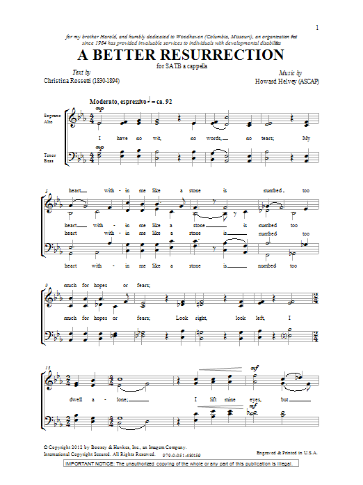 Howard Helvey A Better Resurrection sheet music notes and chords arranged for SATB Choir