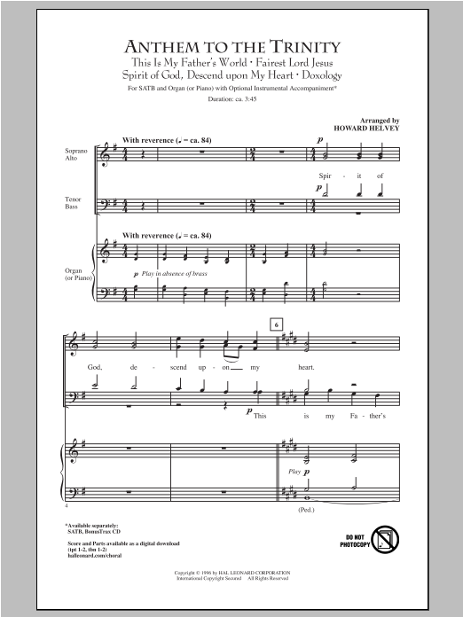 Howard Helvey Anthem Of Trinity sheet music notes and chords arranged for SATB Choir