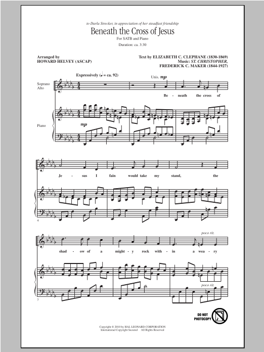 Howard Helvey Beneath The Cross Of Jesus sheet music notes and chords arranged for SATB Choir