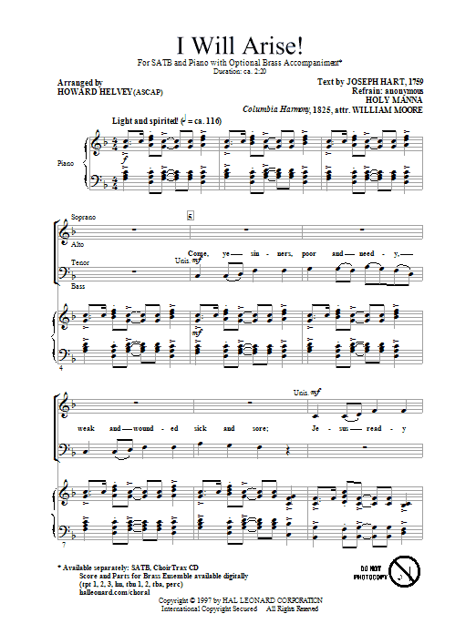 Howard Helvey I Will Arise! sheet music notes and chords arranged for SATB Choir