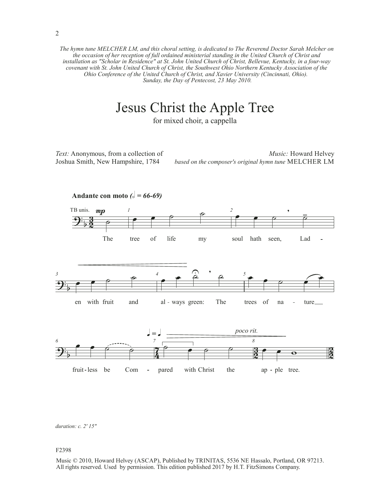 Howard Helvey Jesus Christ the Apple Tree sheet music notes and chords arranged for Choir