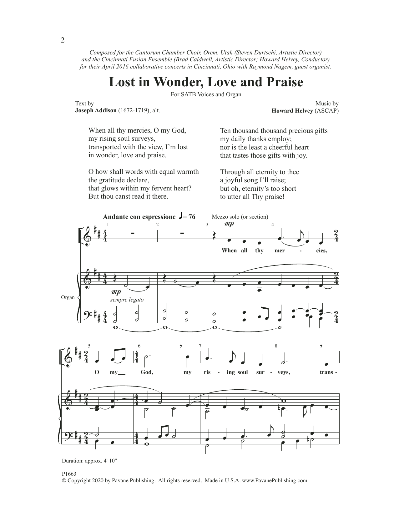 Howard Helvey Lost In Wonder, Love And Praise sheet music notes and chords arranged for SATB Choir