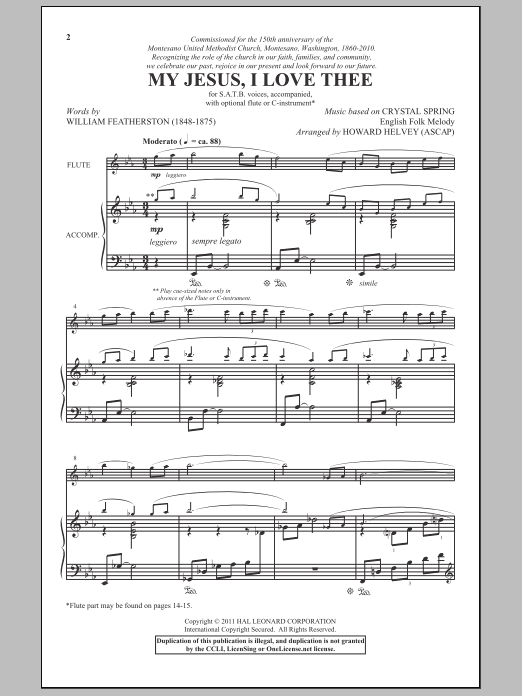 Howard Helvey My Jesus, I Love Thee sheet music notes and chords arranged for SATB Choir
