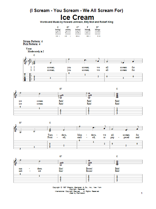 Howard Johnson (I Scream-You Scream-We All Scream For) Ice Cream sheet music notes and chords arranged for Easy Guitar Tab