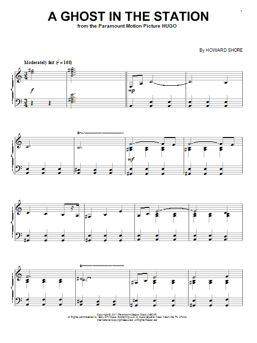 Howard Shore A Ghost In The Station sheet music notes and chords arranged for Piano Solo