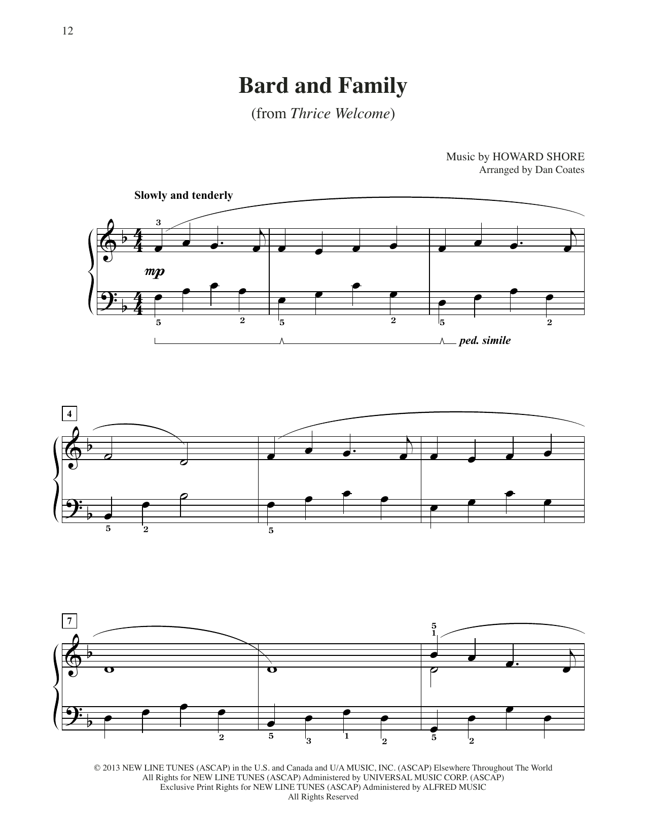 Howard Shore Bard And Family (from The Hobbit: The Desolation of Smaug) (arr. Dan Coates) sheet music notes and chords arranged for Easy Piano