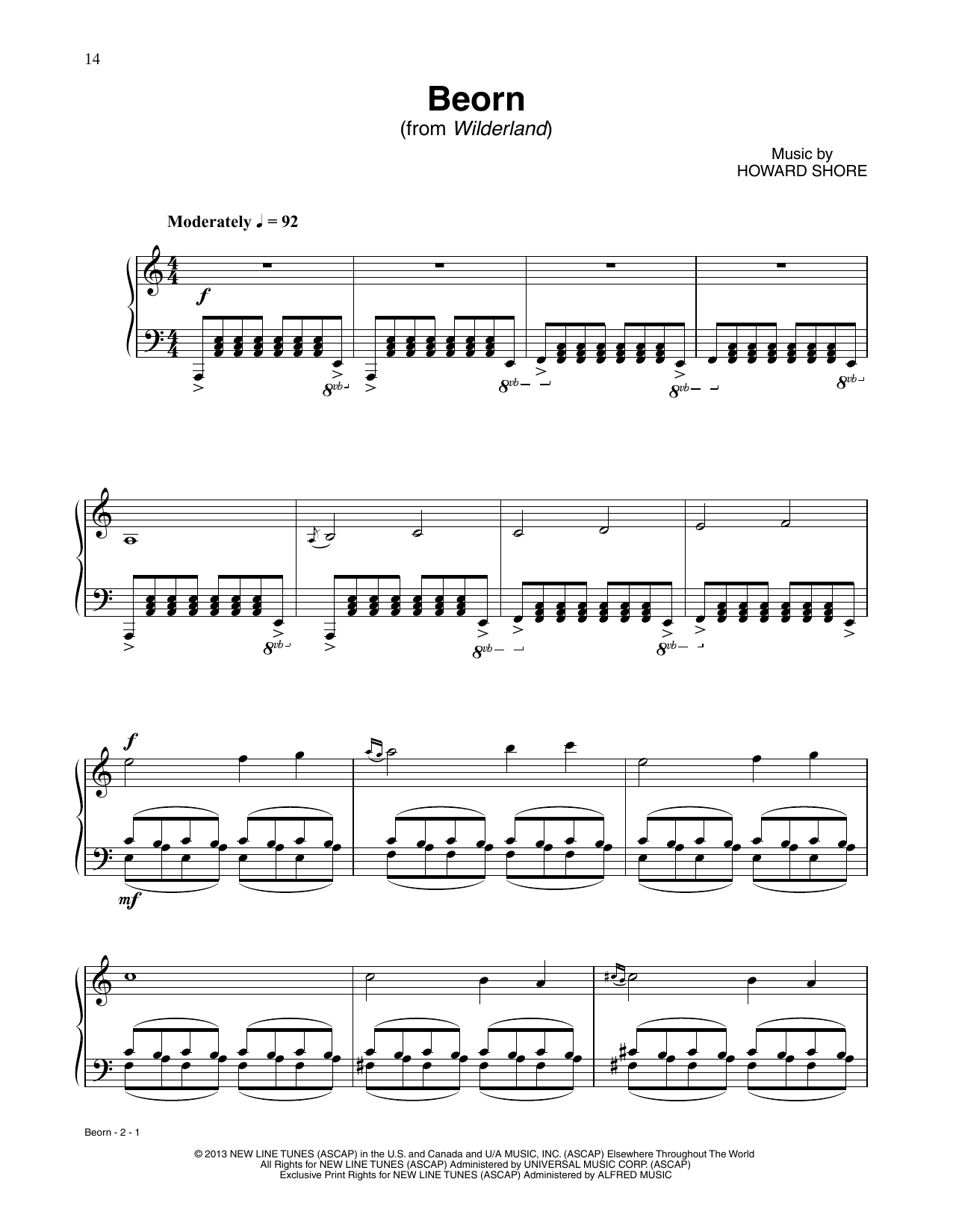 Howard Shore Beorn (from The Hobbit: The Desolation of Smaug) sheet music notes and chords arranged for Piano Solo