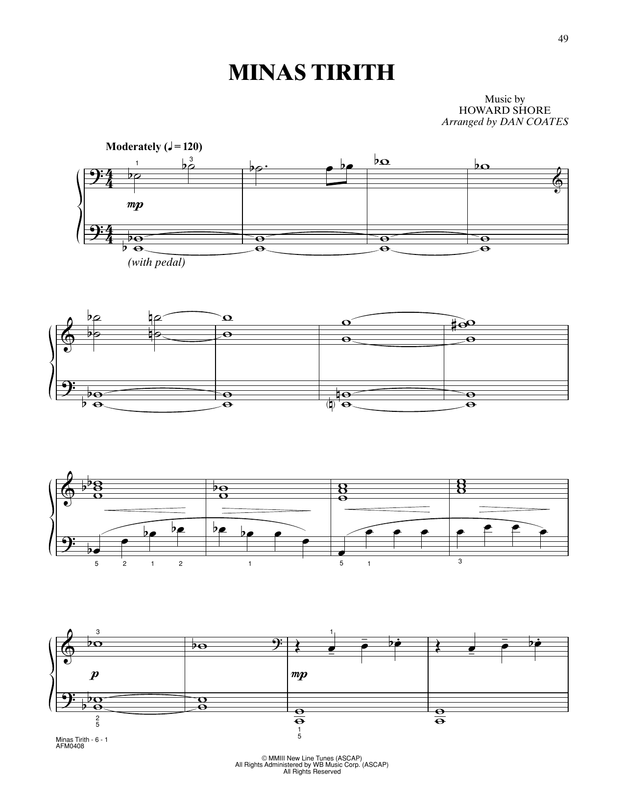 Howard Shore Minas Tirith (from The Lord Of The Rings: The Return Of The King) (arr. Dan Coates) sheet music notes and chords arranged for Easy Piano