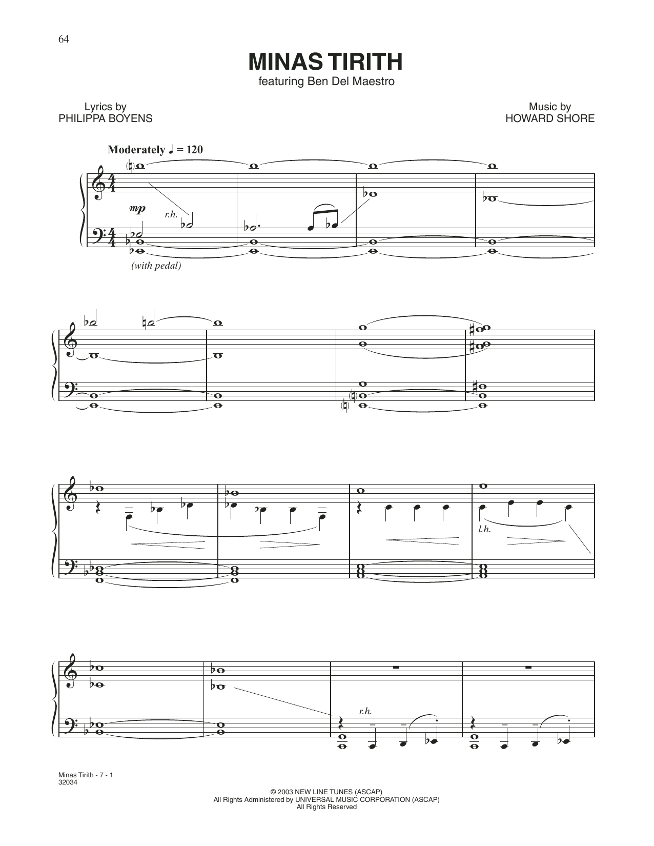 Howard Shore Minas Tirith (from The Lord Of The Rings: The Return Of The King) sheet music notes and chords arranged for Piano & Vocal