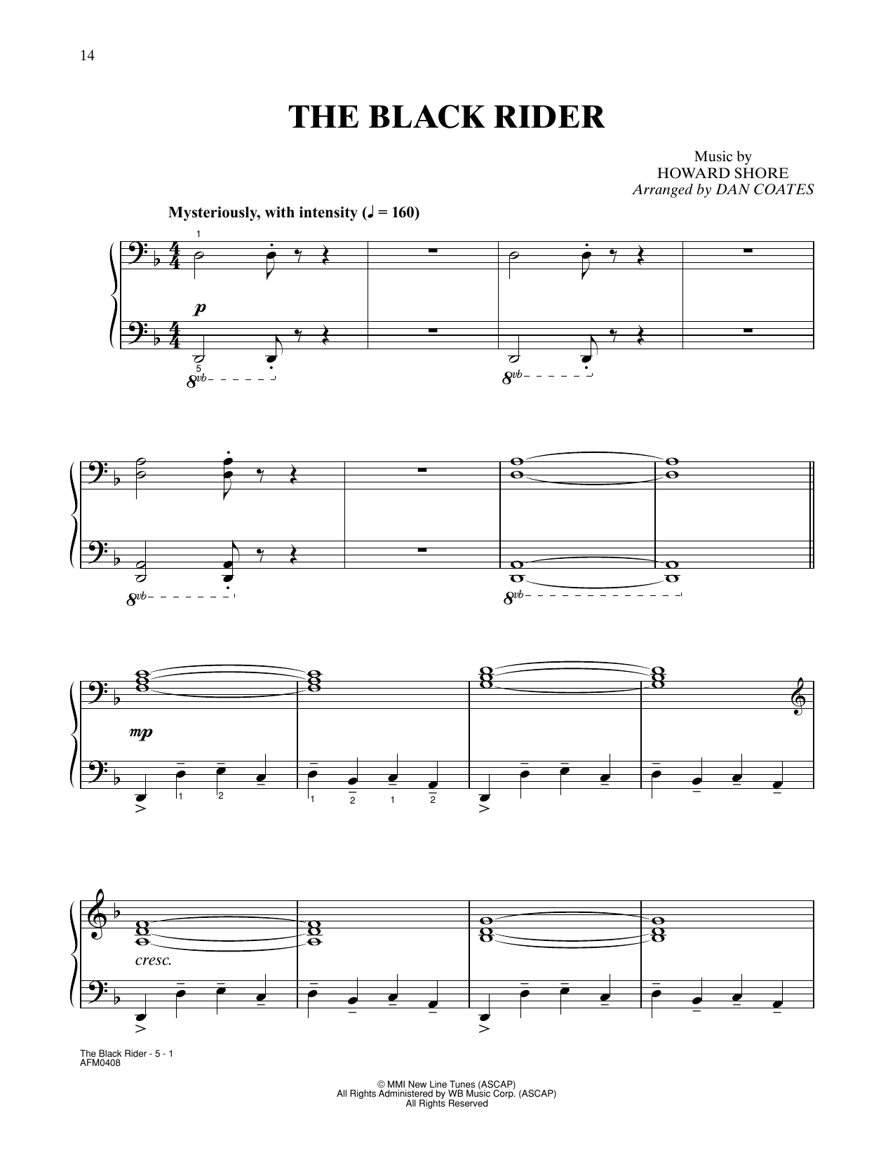 Howard Shore The Black Rider (from The Lord Of The Rings: The Fellowship Of The Ring) (arr. Dan Coates) sheet music notes and chords arranged for Easy Piano